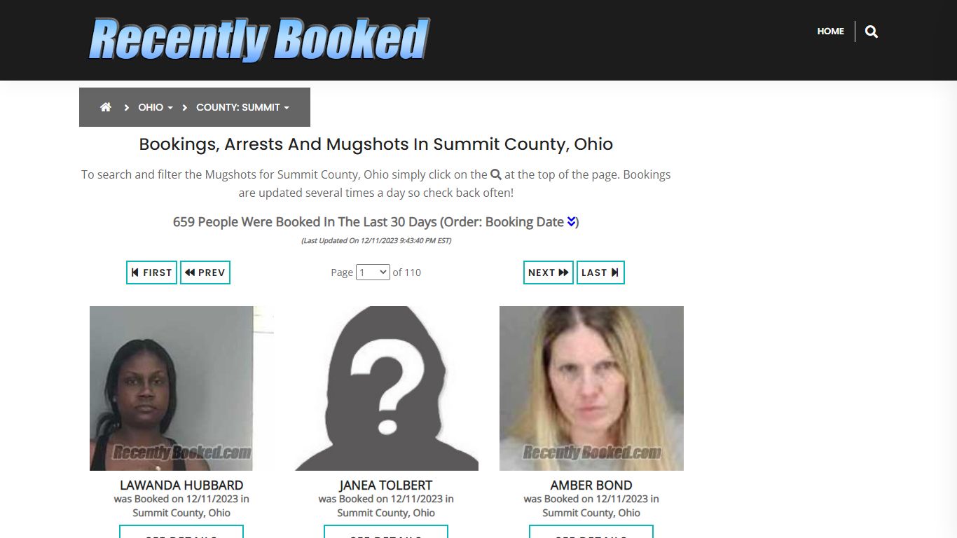 Recent bookings, Arrests, Mugshots in Summit County, Ohio - Recently Booked